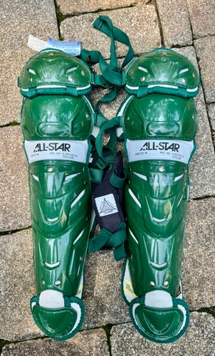 All-Star System Seven LG912S7 Catcher's Leg Guards 13.5" Green Excellent