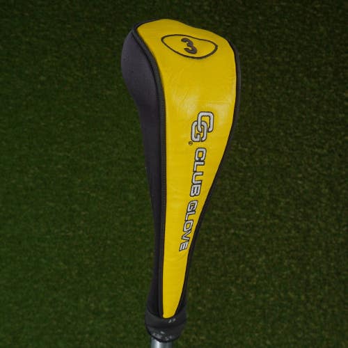 CLUB GLOVE 3 FAIRWAY WOOD 3W HEADCOVER ZIPPERED YELLOW / BLACK ~ LOOK!!
