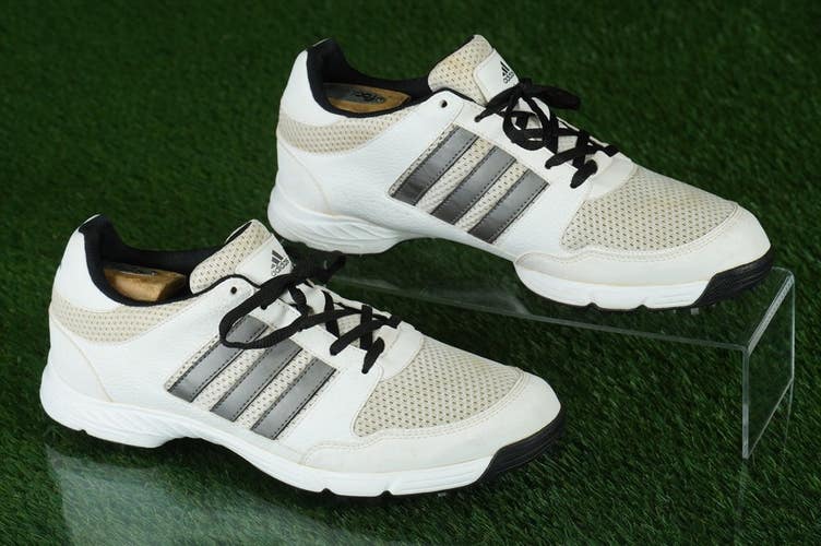 ADIDAS TECH RESPONSE 4.0 GOLF SHOES MENS 9.5 SPIKED, WHITE / SILVER ~ 816570