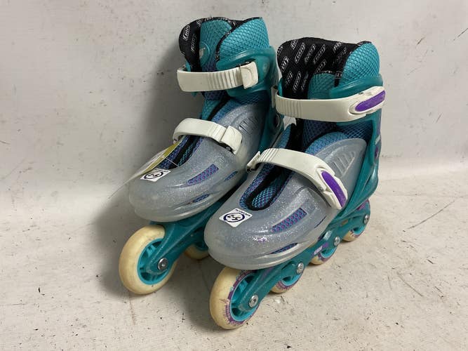 Used CRAZY SKATES ADJ 2-5 Junior Rec Fitness Skates Teal Adjustable 11855-S000207363