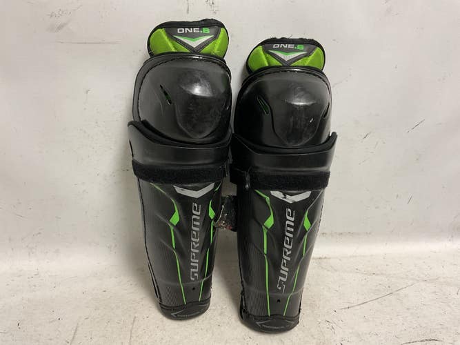 Used Bauer SUPREME ONE.6 Junior Shin Guards Black And Neon Green 12" 11855-S000207349