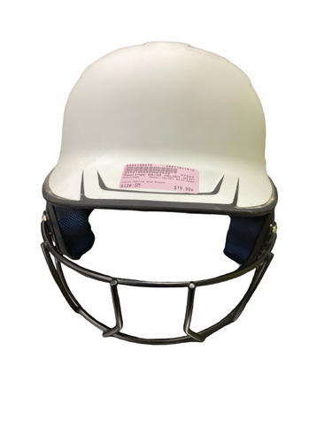Used Rawlings HELMET WITH MASK Batting Helmet w/Mask White And Black SM 11613-S000186476
