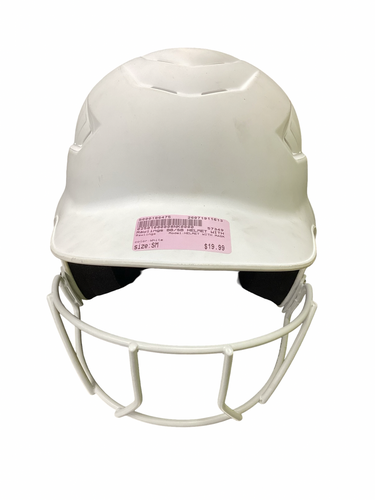 Used Rawlings HELMET WITH MASK Batting Helmet w/Mask White SM 11613-S000186475