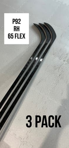 Senior(3x)Right P92 65 Flex 66” PROBLACKSTOCK Unbranded Black Out Pro Stock Nexus Hockey Sticks.