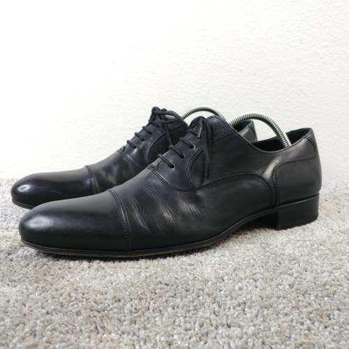 Russell & Bromley Mens Black Leather Cap Toe Oxford Shoes UK 7 US 8 Hand Made