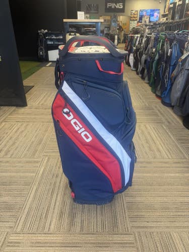 NEW 2025 Ogio Silencer 15-Way Red/White/Blue Cart Golf Bag