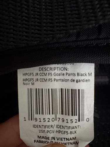 Junior Medium 2025 CCM F5 Hockey Goalie Pants (Used)