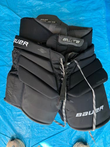 Black Intermediate Large Bauer Elite Hockey Goalie Pants (Used)