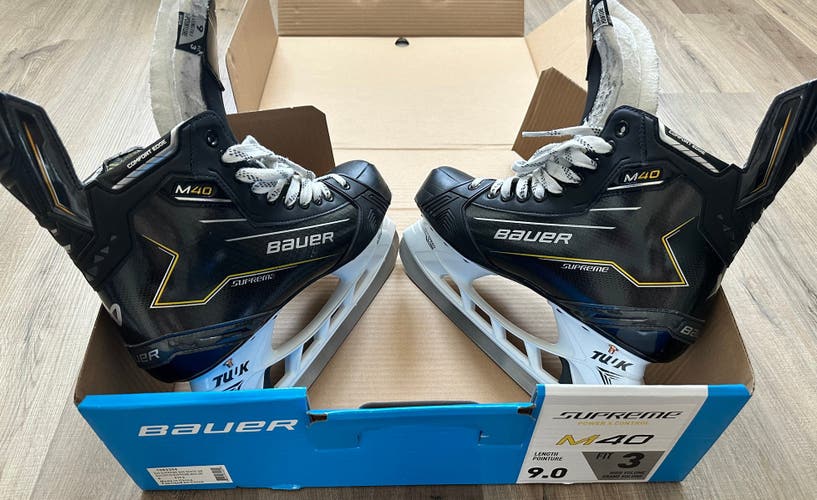 Bauer Supreme M40 Senior Hockey Skates Size 9 Fit 3 w/ LS Pulse Steel