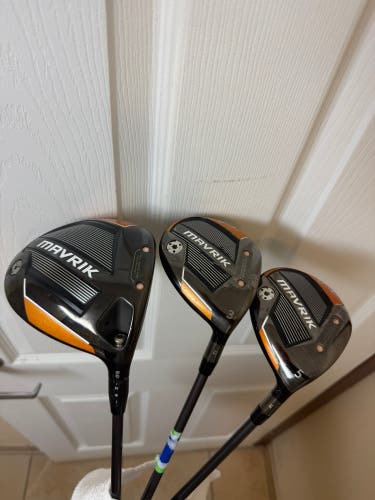 Callaway Mavrik Driver 9* & 3&5 FairwayWoods Stiff Flex Right Handed