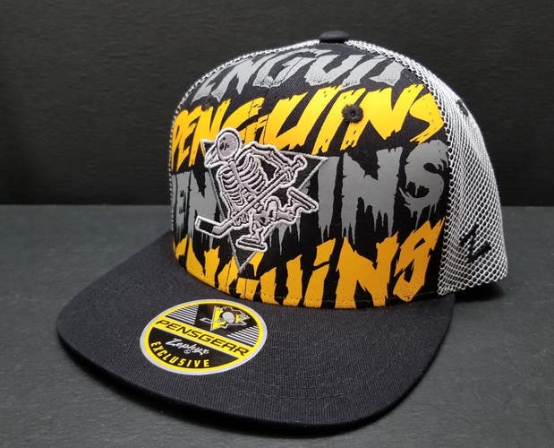 NEW Pittsburgh Penguins Skeleton Pens Gear NHL Snapback Zephyr Hat Cap
