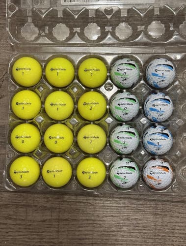 20 TaylorMade SpeedSoft Golf Balls - Yellow and Ink Design (5A MINT CONDITION)