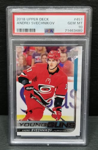 2018 Upper Deck ANDREI SVECHNIKOV Young Guns Rookie Card #451 PSA 10 Gem Mint