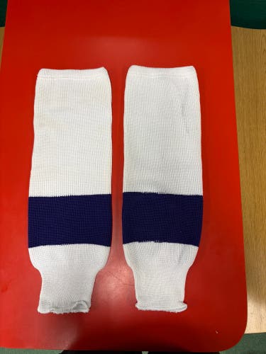 White Senior XL Knit Hockey Socks (New)