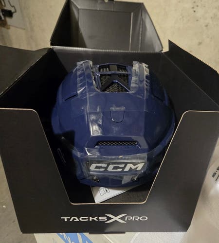 CCM Tacks X Pro Ice Hockey Helmet Navy Size Medium