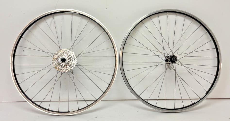 Vintage 1990s Bontrager 8-Speed 32-Spoke Black Aluminum 26" QR Wheelset Shimano