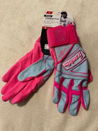 Franklin (Adult L) Powerstrap Infinite Batting Gloves Pink/Baby Blue (New)