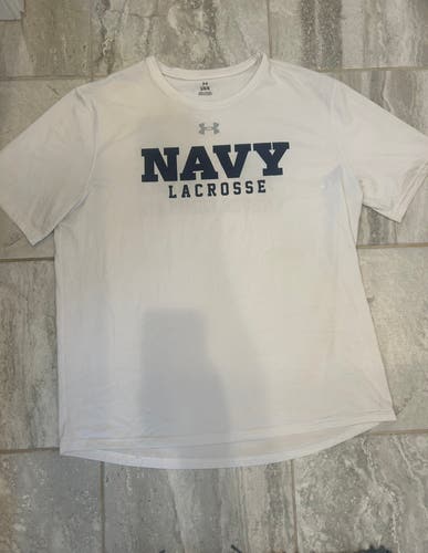 Navy Lacrosse White Large Men's Under Armour Shirt (Used)