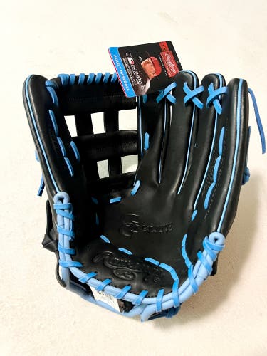Rawlings 12.75” RHT Gold Glove Elite H-Web Baseball Softball Glove Black/Baby Blue