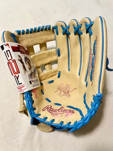 Rawlings 12.75” RHT Heart Of The Hide R2G Baseball Softball Glove Camel/Baby Blue/Pink