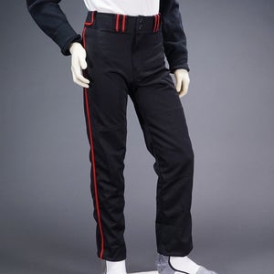 COMBAT PIPED STOCK OPEN BOTTOM BASEBALL/SOFTBALL PANTS, BLACK/RED ~ YOUTH MEDIUM
