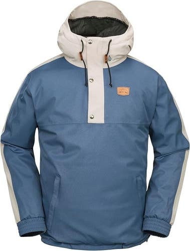 MENS VOLCOM LONGO 20K PULLOVER ANAROCK HOODED SNOWBOARD JACKET (XL) INDIGO BLUE