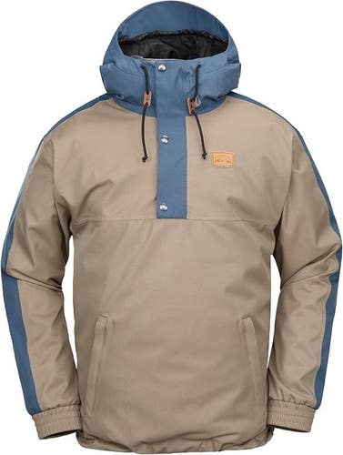 MENS VOLCOM LONGO 20K PULLOVER HOODED SNOWBOARD JACKET (2XS) CHESTNUT BROWN