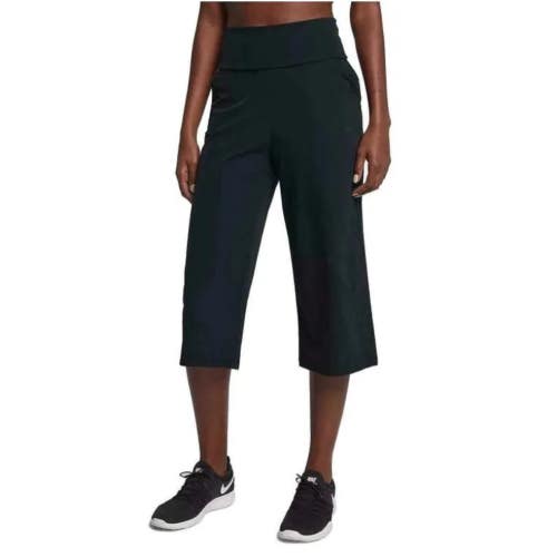 Nike Bliss Studio Trousers Womens S Black High Waisted Cropped Activwear KFC1011