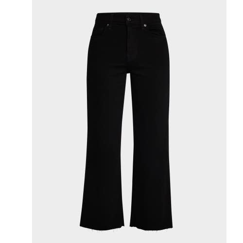 7 for All Mankind Alexa Jeans Women's 28 Black Stretch High Rise Cropped KFC939