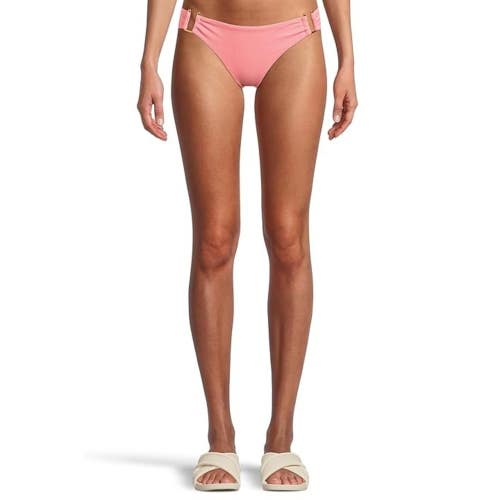 BECCA Modern Edge Bikini Bottom Women's M Pink Rib Gracie U Buckle Side KFC923