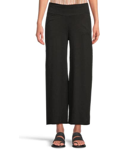 Toad&Co Samba Pants Women's Large Black Cotton Blend Pull On Wide Leg KFC964
