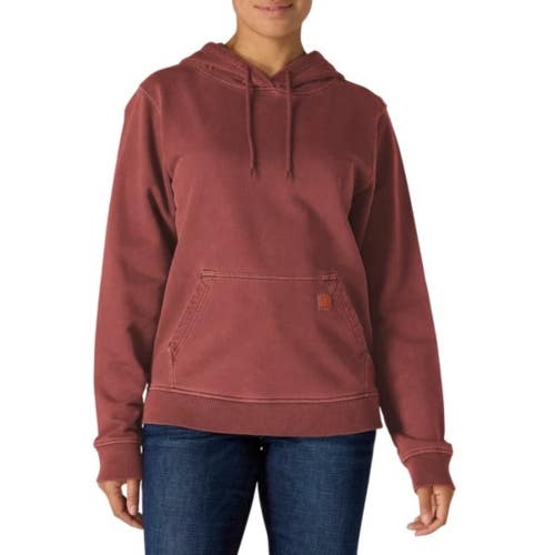 Carhartt Hoodie Womens Large Spice Red French Terry Midweight Relaxed Fit KFC815