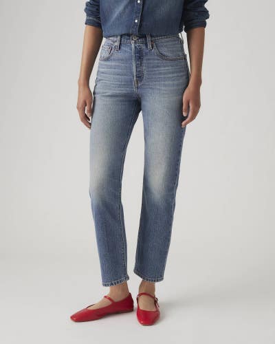 Levi's 501 Jeans Womens 30x26 Blue Denim Medium Wash Straight Leg Cropped KFC942