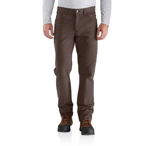 Carhartt Rugged Flex Work Pants Mens 34x32 Dark Coffee Canvas Relaxed Fit KFC972