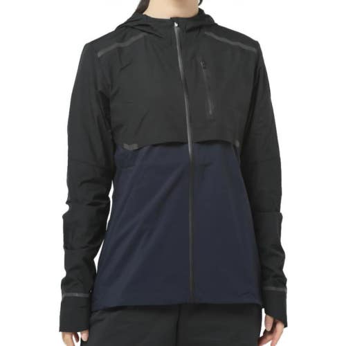On Weather Jacket Women's Small Black Navy Full Zip Hooded Performance KFC937