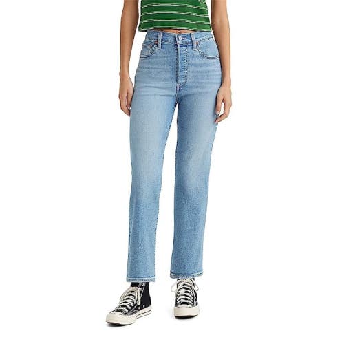 Levi's Ribcage Jeans Women's 29x27 Blue Denim High Rise Straight Leg KFC891
