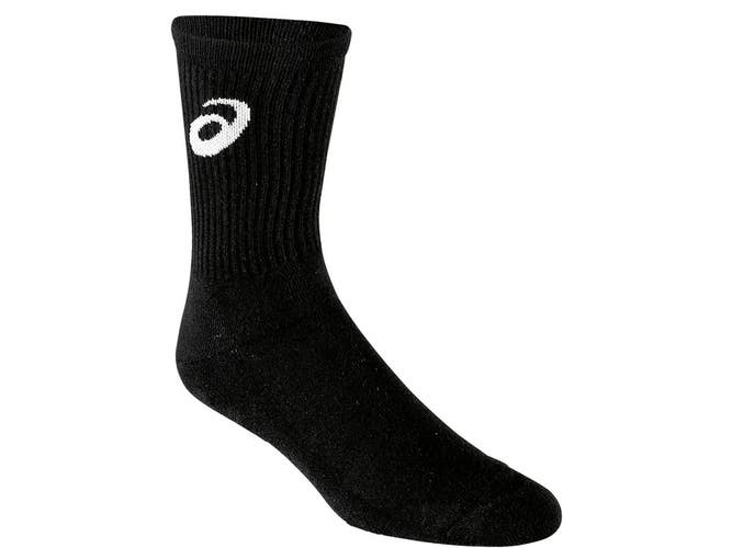 Asics Team ZK1454-90 Crew Socks Unisex S Black Stretch Cushioned Athletic KFC976