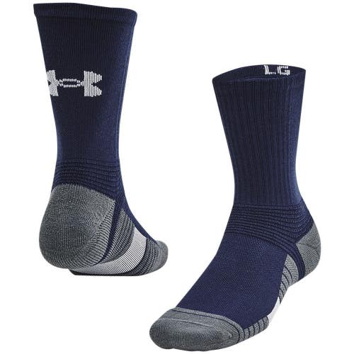 Under Armour Team Crew Socks Unisex Medium Dark Navy Stretch Cushioning KFC934