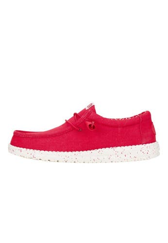 Hey Dude Wally Stretch Canvas Men's US 13 Savvy Red Moc Toe Slip-On Shoes LIQ993