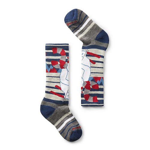 Smartwool Wintersport Socks Kids Medium Blue Yeti Print Over The Calf GBO2711
