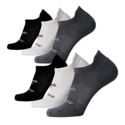 Brooks Run-In Socks Unisex Medium Multi Stretch Cushioned No Show 6-Pack GBO2680