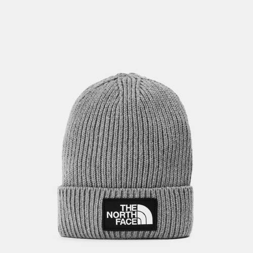 The North Face Beanie Hat Unisex One Size Gray Logo Patch Knitted Cozy GBO2687