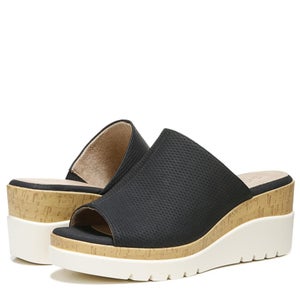 Soul Naturalizer Goodtimes Sandals Women 9.5 M Black Slip On Wedge Heel HTAT1611