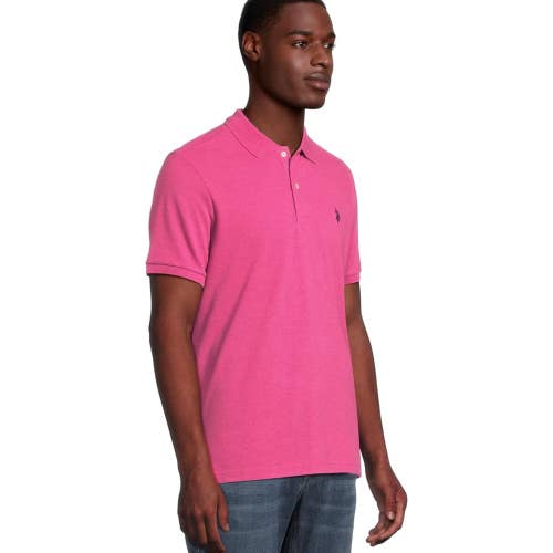 U.S. Polo Assn. Pique Polo Shirt Men's Large Pink Cotton Short Sleeve JAX1883