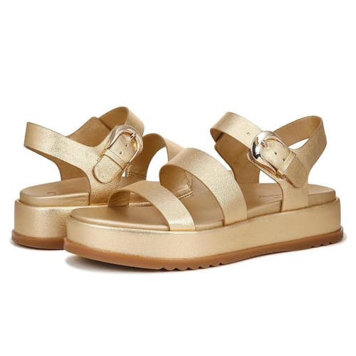 Naturalizer 27 Edit Zizi Sandals Women's 8 B Gold Ankle Strap Platform HTAT1620