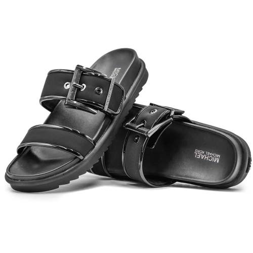 Michael Kors Colby Sandals Women's US 7 M Black Leather Slip On Slide HTAT1625