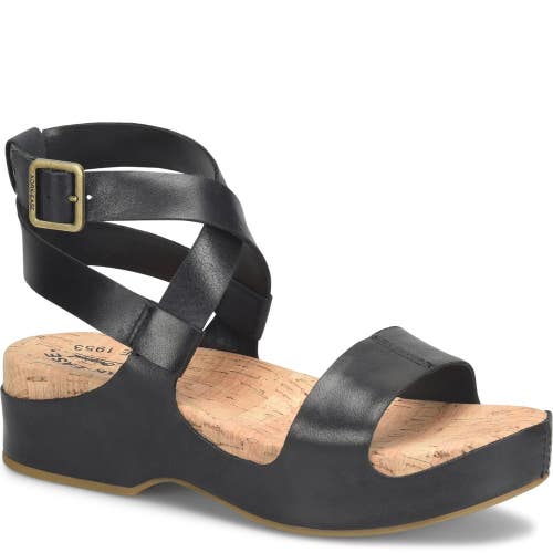 Kork-Ease Yadira KE0020603 Sandals Women's 7M Black Leather Ankle Strap HTAT1631
