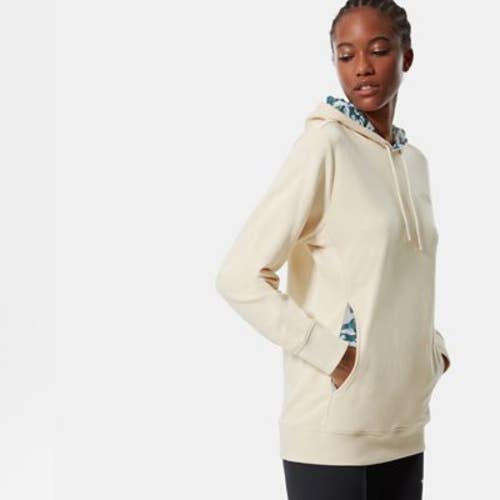 The North Face Liberty Hoodie Women's Small Bleached Sand Ribbed Trim GBO2699
