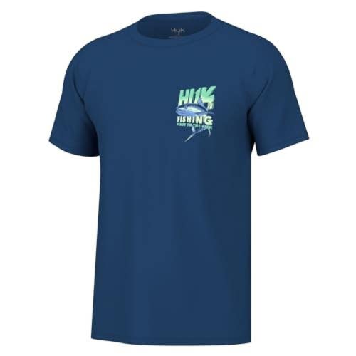 HUK T-Shirt Men's XL Blue Graphic Print Short Sleeve Performance Fishing FROG645
