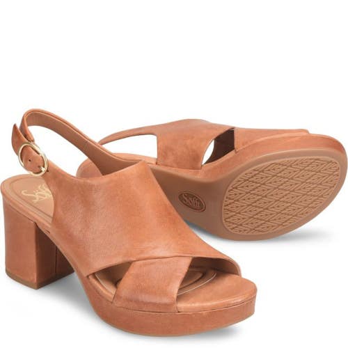Sofft Liv SF0098700 Sandals Women's 9.5 B Luggage Slingback Block Heel HTAT1615